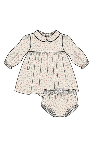 Carrie Floral Peter Pan Collar Dress + Diaper Cover