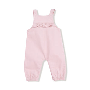 Cord Veiled Pink-Yoke Ruffle Overall