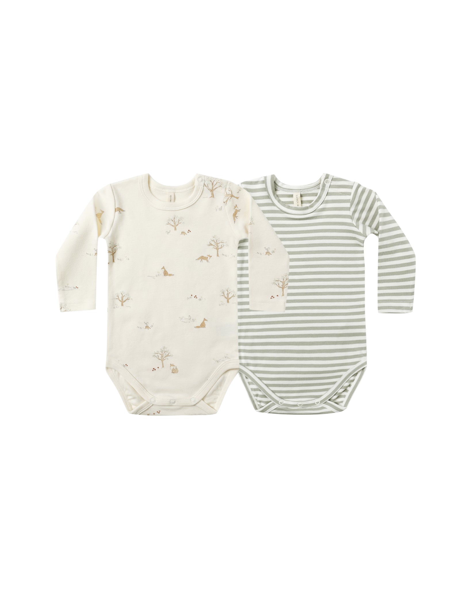 JERSEY BODYSUIT, 2 PACK || FOX LAND, FERN STRIPE