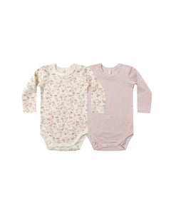 JERSEY BODYSUIT, 2 PACK || FRENCH GARDEN, ROSE MICRO STRIPE