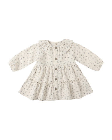 RUFFLE COLLAR BUTTON DRESS || BLUEBELL