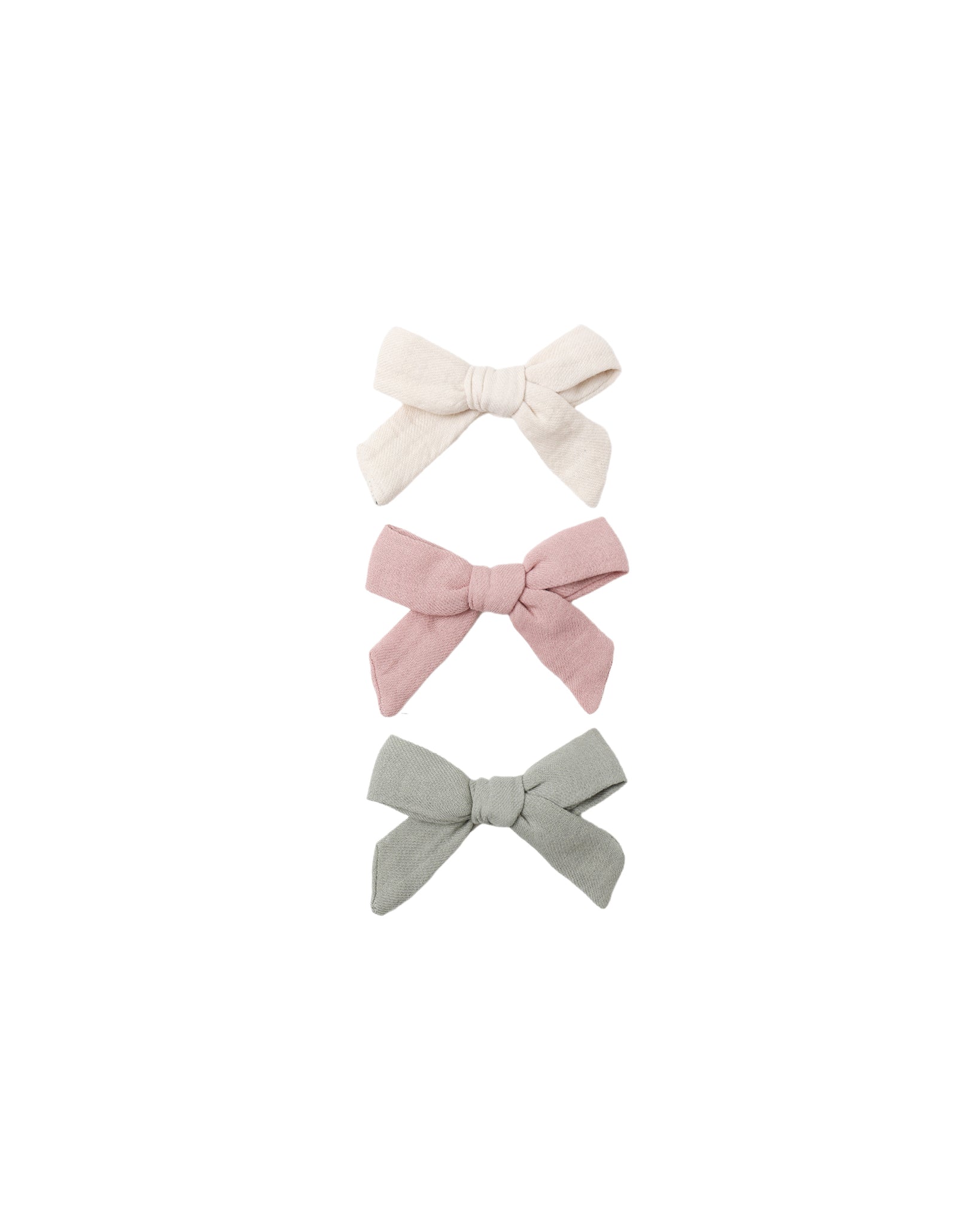 BOW W. CLIP, SET OF 3 || NATURAL, FERN, ROSE