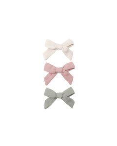 BOW W. CLIP, SET OF 3 || NATURAL, FERN, ROSE