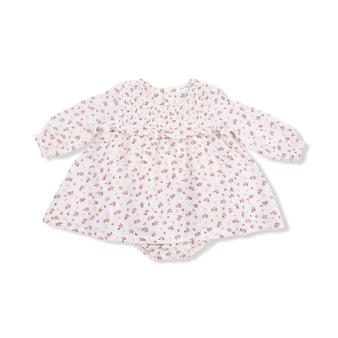 Carrie Floral - L/s Smocked Ruffle Bubble W/ Skirt