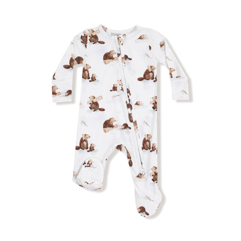 Baby Beavers Zipper Footie
