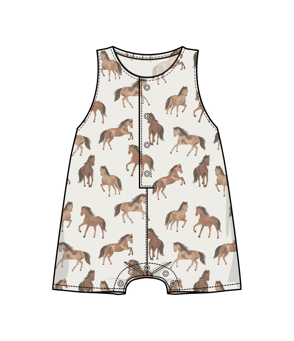 Horses Sleeveless Shortie Romper