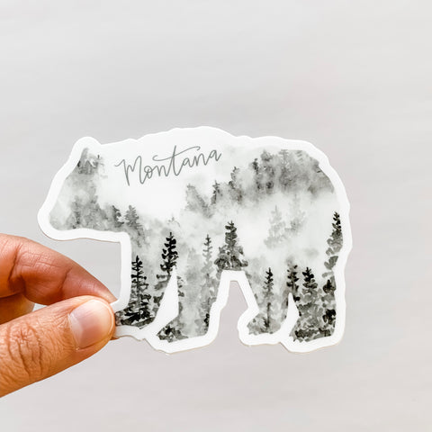 Montana Forest Bear Black Sticker