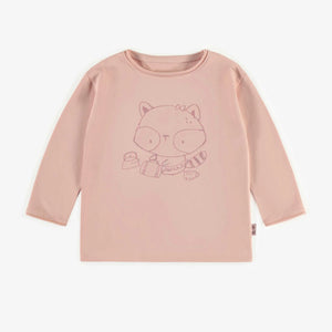 Pink long-sleeved t-shirt in stretch cotton