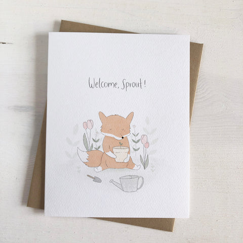 Welcome Sprout - Fox Baby Greeting Card