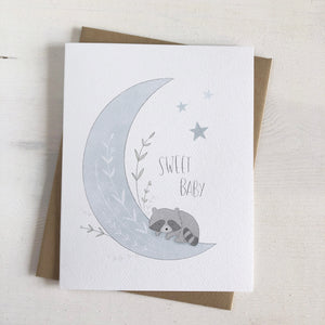 Sweet Baby - Raccoon Moon Baby Greeting Card